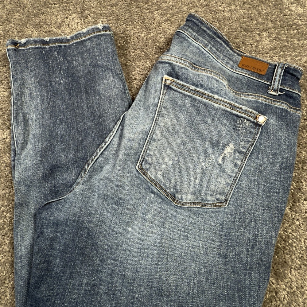 Judy Blue Jeans Women's 16W Boyfriend Fit Distressed Denim Splatter JB82363MD-PL - Picture 1 of 10